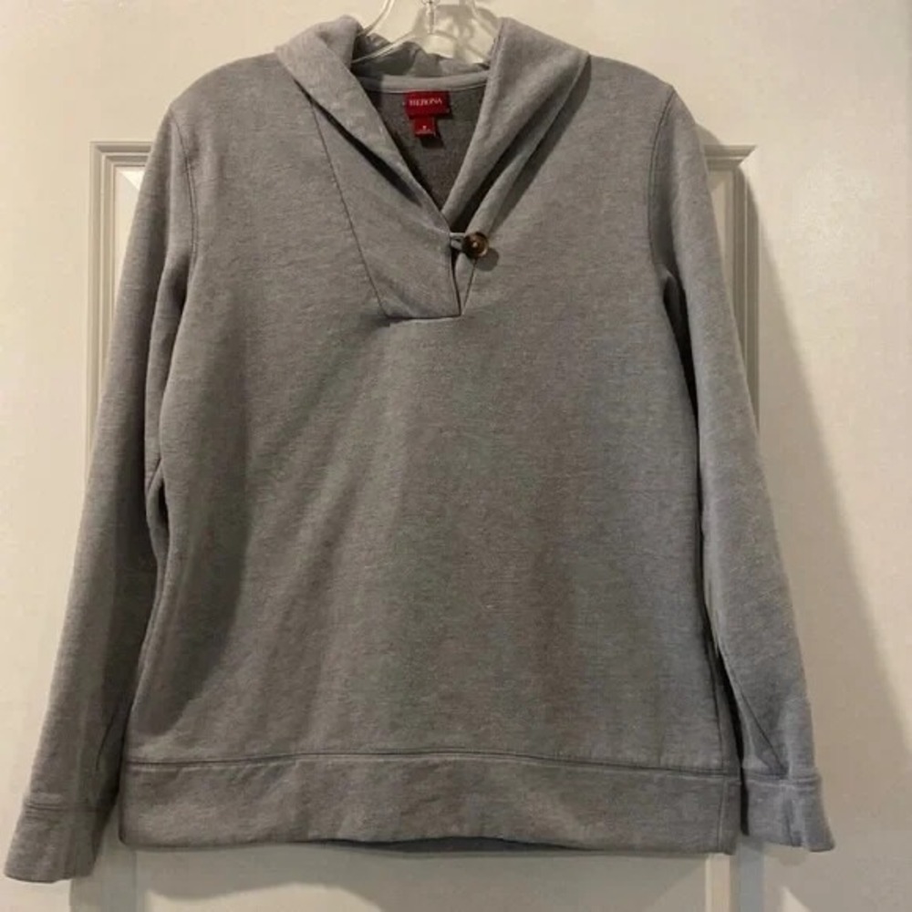 Merona Sweater Womens Small Long Sleeve Shawl Neck Collar Casual‎ Pullover Gray
